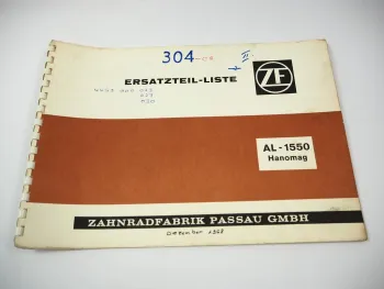 Original ZF AL-1550 Lenkachse Ersatzteilliste Hanomag Schmierplan Montage 1968