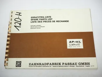 Original ZF AP-11/L Planeten Starrachse Ersatzteilliste Lidhult Gabelstapler 71