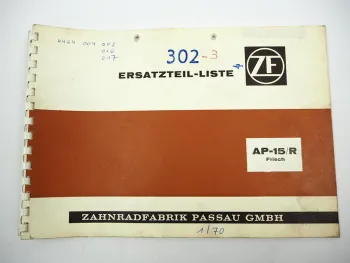 Original ZF AP-15/R Planetenstarrachse Ersatzteilliste Frisch 01/1970