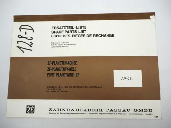Original ZF AP-411 Planetenachse Ersatzteilliste Hanomag Spare Parts List 6/1988