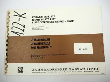 Original ZF AP-411 Planetenachse Ersatzteilliste Hanomag Spare Parts List 6/1988