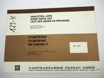Original ZF AP-411 Planetenachse Ersatzteilliste Hanomag Spare Parts List 8/1990
