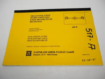 Original ZF AP-9 Planetenachse Ersatzteilliste Terex Dumper Parts List 03/1992