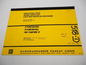 Original ZF AP-9 Planetenachse Ersatzteilliste Terex Dumper Parts List 10/1990