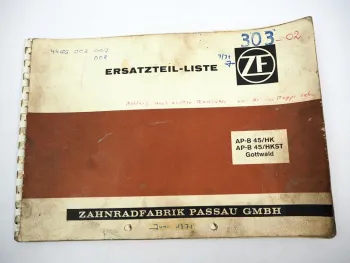 Original ZF AP-B 45/HK HKST Planetenstarrachse Ersatzteilliste Gottwald 06/1971