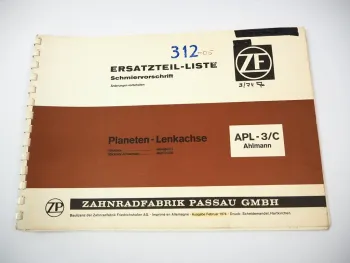 Original ZF APL-3/C Planetenlenkachse Ersatzteilliste Ahlmann Baumaschinen 1974
