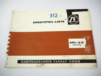Original ZF APL-3/D Planetenlenkachse Ersatzteilliste Hanomag Traktoren 1970
