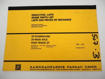 Original ZF AV-131 Starrachse Ersatzteilliste Kässbohrer Parts List 04/1992