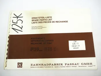 Original ZF CK -7 CK Z-7 Achseinsatz Ersatzteilliste Krupp Parts List 07/1988