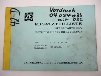 Original ZF Ecomid 8 S 180 Getriebe Ersatzteilliste Auwärter Parts List 01/1990