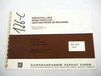 Original ZF RN-7000 Radkopf Ersatzteilliste Krupp Spare Parts List 03/1989