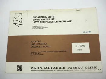Original ZF RP-7000 Radkopf Ersatzteilliste Krupp Spare Parts List 01/1991