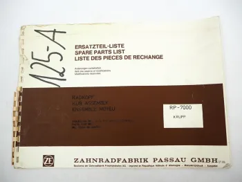 Original ZF RP-7000 Radkopf Ersatzteilliste Krupp Spare Parts List 07/1988