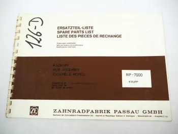 Original ZF RP-7000 Radkopf Ersatzteilliste Krupp Spare Parts List 07/1988