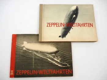 Original Zigarettenbilder Album Zeppelin Weltfahrten Bd. 1 und 2 komplett 1933