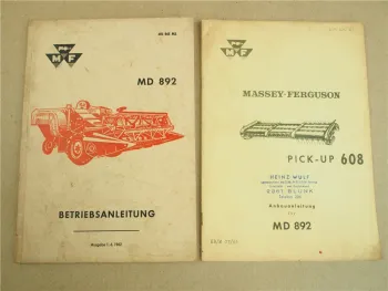 originale Massey Ferguson MF 892 Mähdrescher Betriebsanleitung 1962 + MF 608