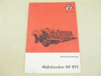 originale Massey Ferguson MF 892 Mähdrescher Betriebsanleitung 1964 Wartung