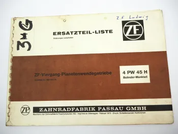 Orig.ZF 4 PW 45 H Planetenwendegetriebe Ersatzteilliste Bonlinder Munktell 02/73