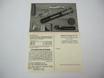 Oskar Kemper Solingen Stahlwaren Taschenmesser mit Auto Werbung Prospekt 1960er