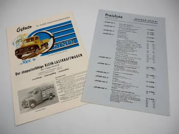 Ostner Rex 4 Kleinlastkraftwagen Prospekt Technische Daten Preisliste 1930er J.