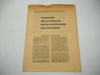 Partei Programm zur Wiedervereinigung Deutschlands KPD Kommunisten 1952