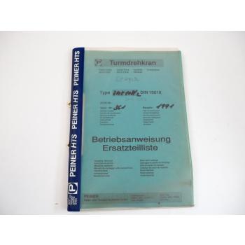 Peiner SMK 108/2 Turmdrehkran Users Manual Ersatzteilkatalog Spare Parts 1991