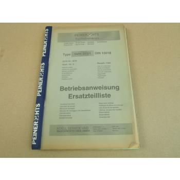 Peiner SMK 205/1 Turmdrehkran Betriebsanweisung Ersatzteilkatalog 1993