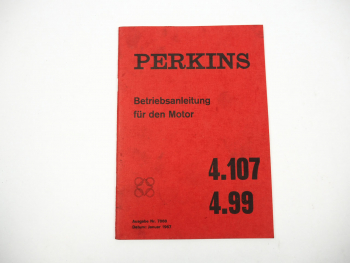 Perkins 4.107 4.99 Dieselmotor Betriebsanleitung Ersatzteilliste 1967