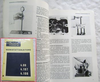 Perkins 4.99 4.107 4.108 Motor Werkstatthandbuch Reparaturanleitung 1973