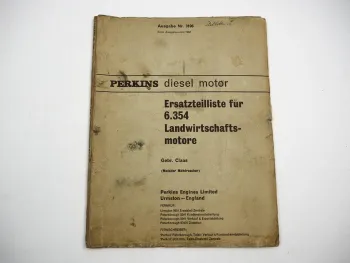 Perkins 6.354 Motor für Claas Matador Mähdrescher Original Ersatzteilliste 1962