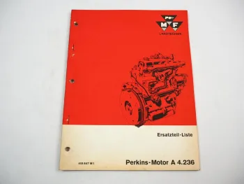 Perkins A4.236 Motor Ersatzteilliste Massey Ferguson MF 87 99 187 Mähdrescher 1968