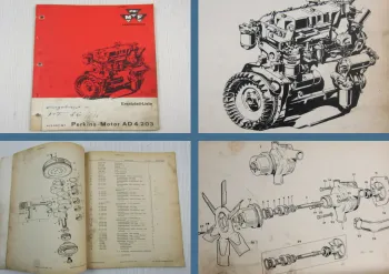 Perkins Motor AD4.203 Ersatzteilliste für Massey Ferguson MF 86 Mähdrescher