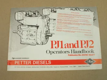Petter Diesels PJ1 and PJ2 Operators Handbook Bedienungsanleitung Ersatzteillist