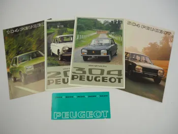 Peugeot 104 204 304 504 604 car brochures 1975 - 1977