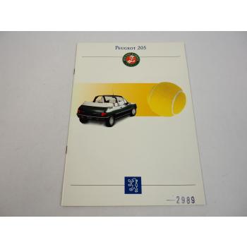 Peugeot 205 Roland Garros Cabrio Prospekt Technische Daten Ausstattung MJ 1993