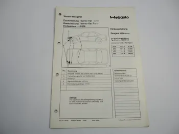 Peugeot 405 Benziner Einbauanleitung Webasto Thermo Top T Typ BW50 Heizung 2008