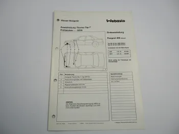 Peugeot 405 Diesel Einbauanleitung Webasto Thermo Top T Typ DW50 Heizung 1995