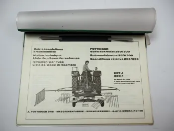 Pöttinger 250 300 Schwadkreisel 237-1 238-1 Betriebsanleitung Ersatzteilliste 1971