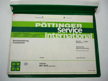 Pöttinger HIT79N Typ ZK207 Zettkreisel Bedienungsanleitung Ersatzteilliste 1989