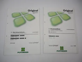 Pöttinger Terradisc 3000 Typ 9752 Scheibenegge Betriebsanleitung Ersatzteilliste