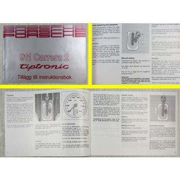 Porsche 911 Carrera 2 tiptronic Tillägg till instruktionsbook 01/1990