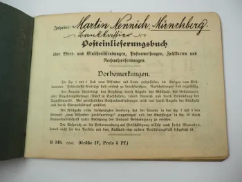 Post Einlieferungsbuch 1911 - 1914 Münchberg Bayern mit Eintragungen und Stempel