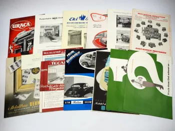 Posten 12x Prospekt Thema Autowerkstatt Zubehör 1950/60er Jahre