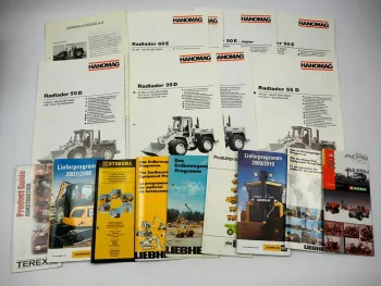 Posten 19x Prospekt Hanomag Liebherr Zeppelin Terex Radlader Bagger Baumaschinen