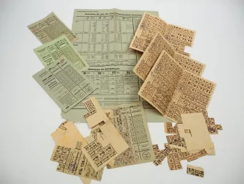 Posten Lebensmittelkarten Hessen 1949 Aufrufplan Karten und kleine Abschnitte