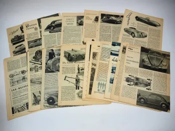 Posten lose Seiten aus Zeitschriften Thema Auto Testberichte 1950/60er Jahre