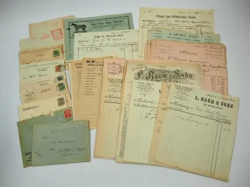 Posten Rechnungen Belege Briefe Postkarten Alzey Rheinland Pfalz 1890 bis 1946