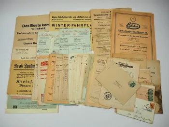 Posten Rechnungen Belege Briefe Postkarten Bingen Rheinland Pfalz 1930 bis 1950