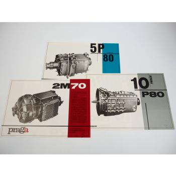 Praga 10P80 5P80 2M70 LKW Omnibus Getriebe 3x Prospekt 1970er