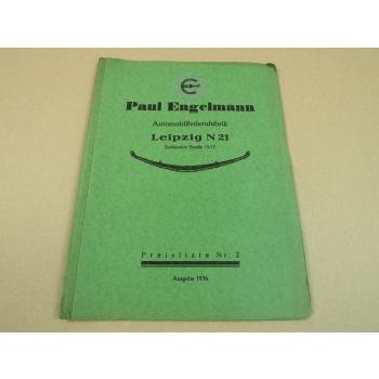 Preisliste Paul Engelmann Automobilfedern Federn für PKW LKW Leipzig 1936